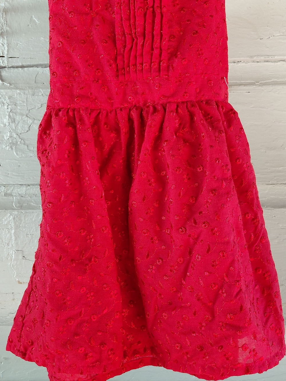 Girls' Red Eyelet Summer Dress